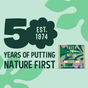 Faith In Nature Natural Rosemary Vegan Bar Soap 6 × 100g cardboard packaging in hand washing use
