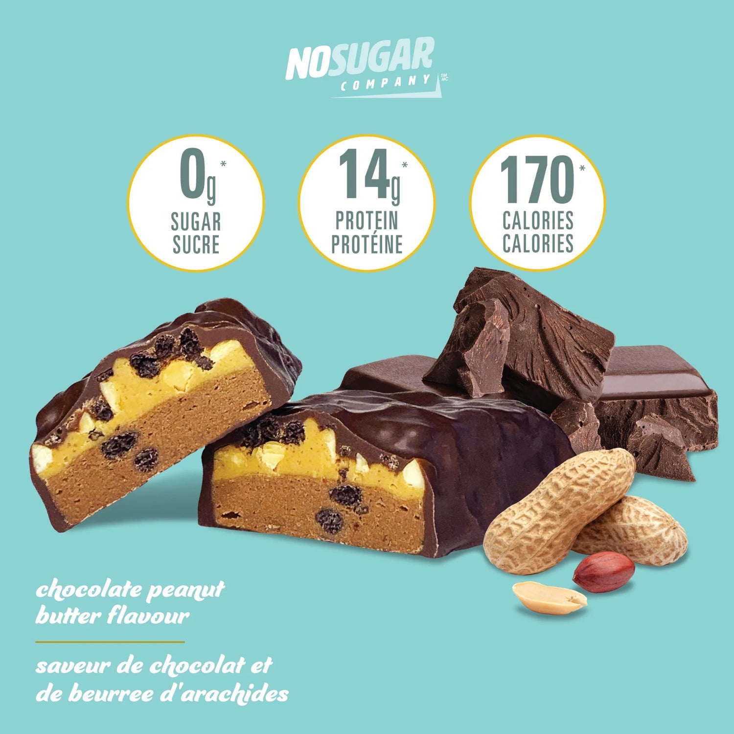 No Sugar Company JoyBar Chocolate Peanut Butter Collagen Bar nutrition