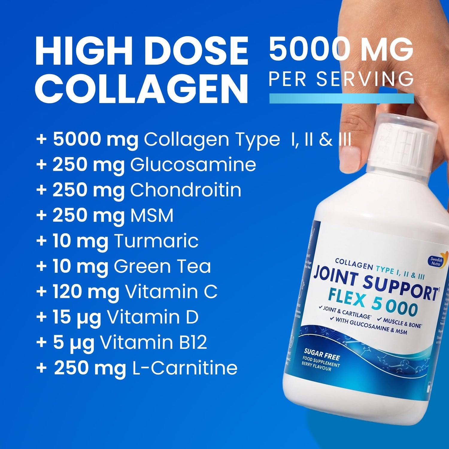 Swedish Nutra Joint Support Flex 5000 Liquid Berry 500ml nutrition information