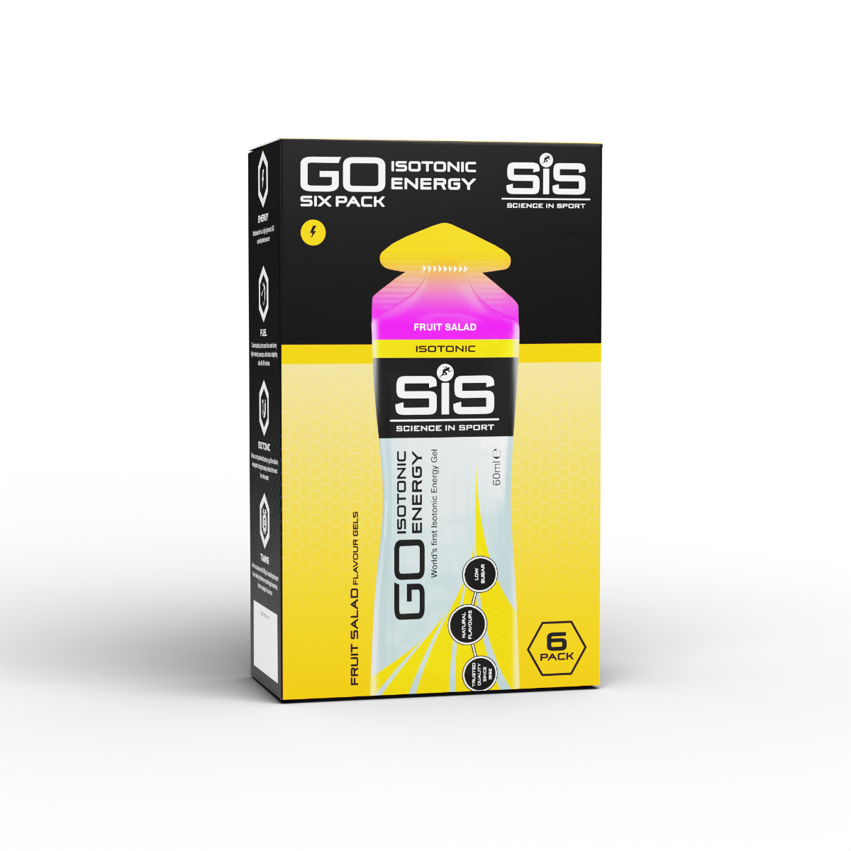 SIS Science in Sport GO Isotonic Energy Gel Fruit Salad, 6-pack box.