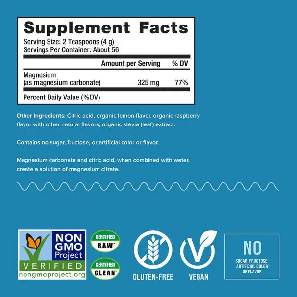 MAGNESIUM POWDER, RASPBERRY-LEMON FLAVOR