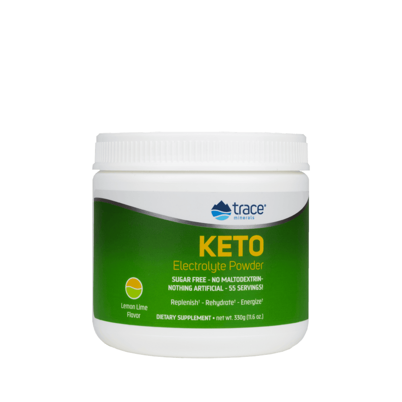 Front Image: Trace Minerals Keto Electrolyte Powder lemon lime tub 369g
