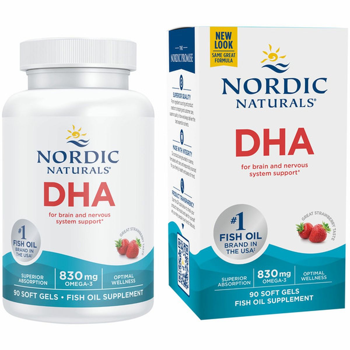 Nordic Naturals DHA Omega-3 830 mg, No GMO - Cápsulas Blandas con Sabor a Fresa