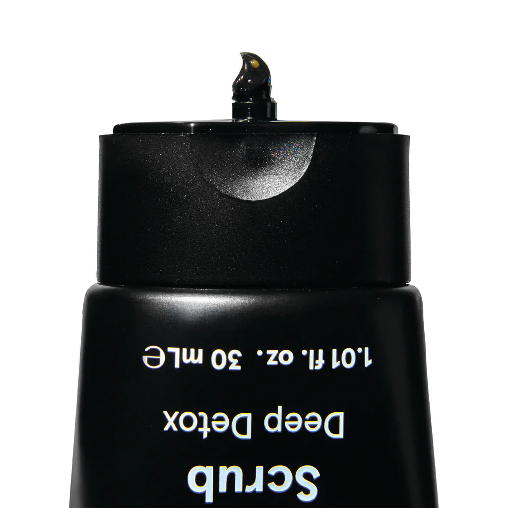 Lumin Charcoal Face Scrub for Men, 30mL tube, on white background.