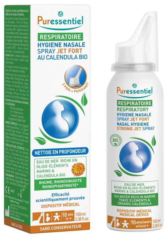 Puressentiel Nasal Hygiene Strong Jet Spray with Calendula 100ml bottle & box
