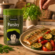 Carmencita Dried Parsley 110g sprinkled over a savoury dish as a garnish
