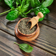 Carmencita Dried Basil 180g packaging showing suggested uses