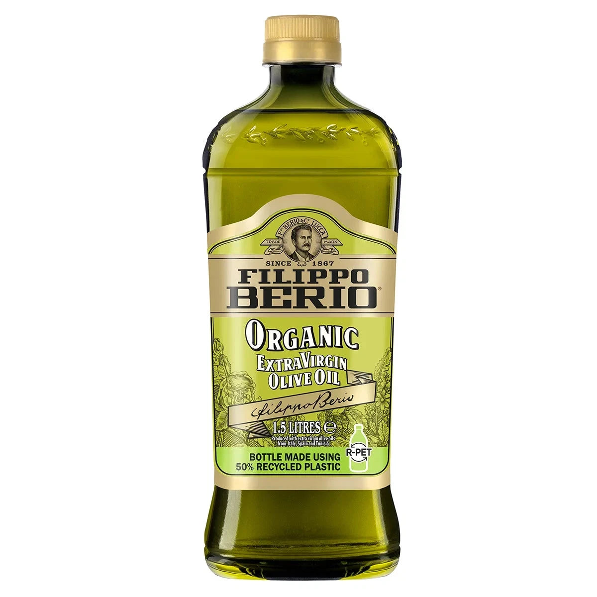 Filippo Berio Organic Extra Virgin Olive Oil 1.5L glass bottle