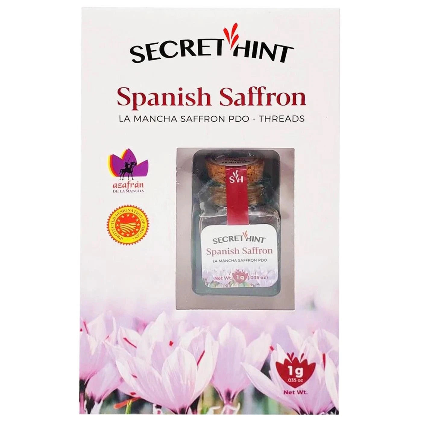 Front image: Secret Hint Spanish Saffron Threads spice box 1g premium saffron