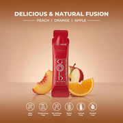 Gold Collagen Forte Liquid peach apple orange flavoured marine collagen supplement 8000mg 10 x 25ml sachets lifestyle use image