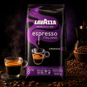 Lavazza Espresso Italiano Cremoso Coffee Beans, resealable coffee bag packaging, chocolaty flavour notes, 1kg