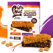 Pip & Nut Peanut Butter and Dark Chocolate Peanut Protein Bars variety pack box 20 x 46g snack use