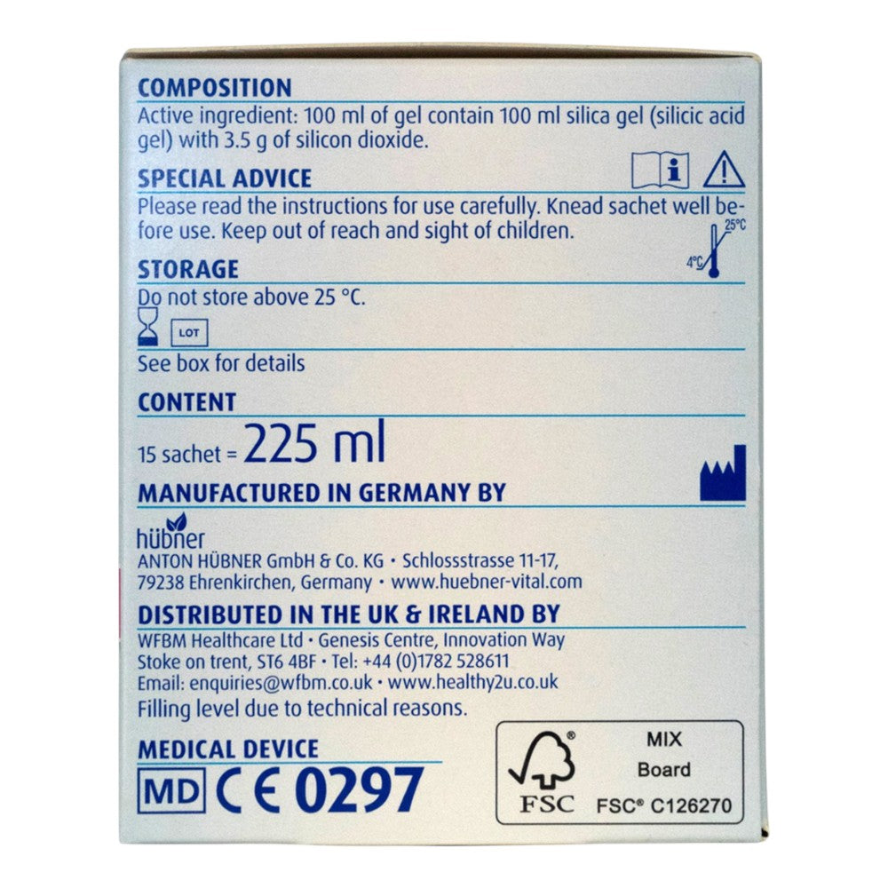 Hübner Original Silicea Gastro-Intestinal Direct silica gel sachets box 15 x 15ml supplement facts and ingredients