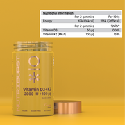Supplement facts panel for Nutriburst Vitamin D3 2000IU with K2 MK7 gummies.